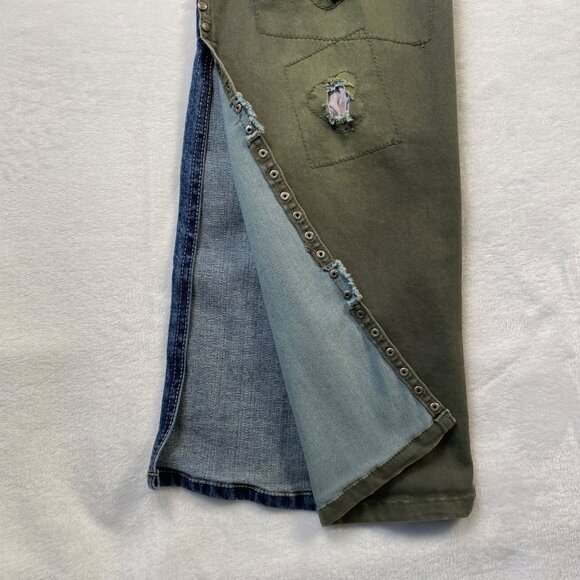 Parasuco Ergonomic Jeans Womens Size 30 Green & Blue Patchwork Studded Flared - Picture 7 of 10